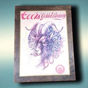 Vintage Coors Bock Beer Wood Plaque 22x17 Brewery Goat Bar Sign Decor Man Cave